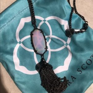 Long gunmetal Iridescent opalite